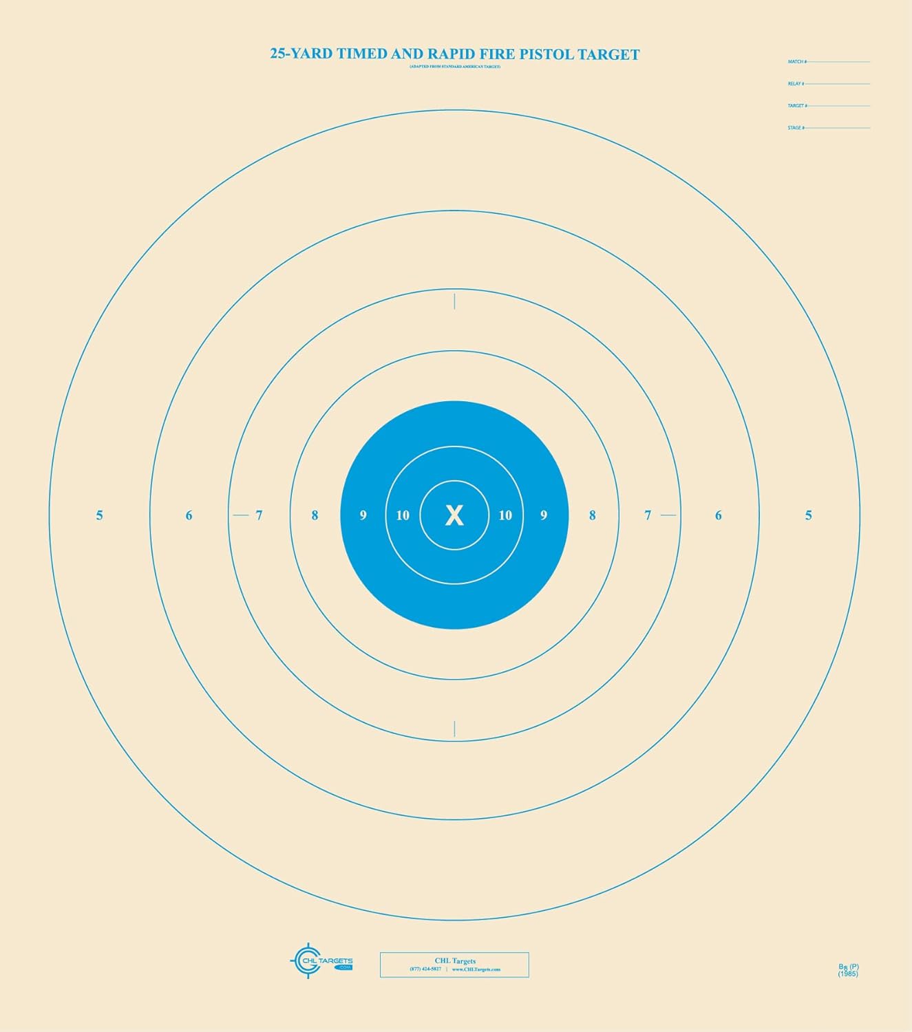 25 Yard, Timed and Rapid Fire Target, Official B-8 NRA Target, 21" x 24"