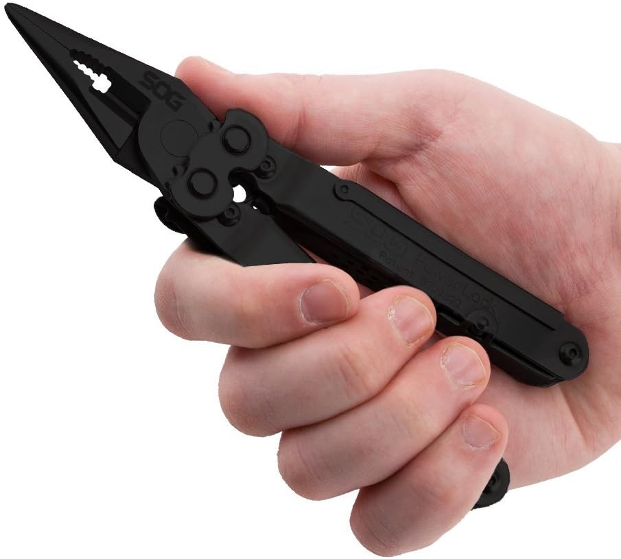 SOG PowerLock Multi-Tool- Compound Leverage Technology with EOD Crimper Device, 420 Stainless Steel Body, 18 Lightweight Specialty Tools (B61N-CP) , Black