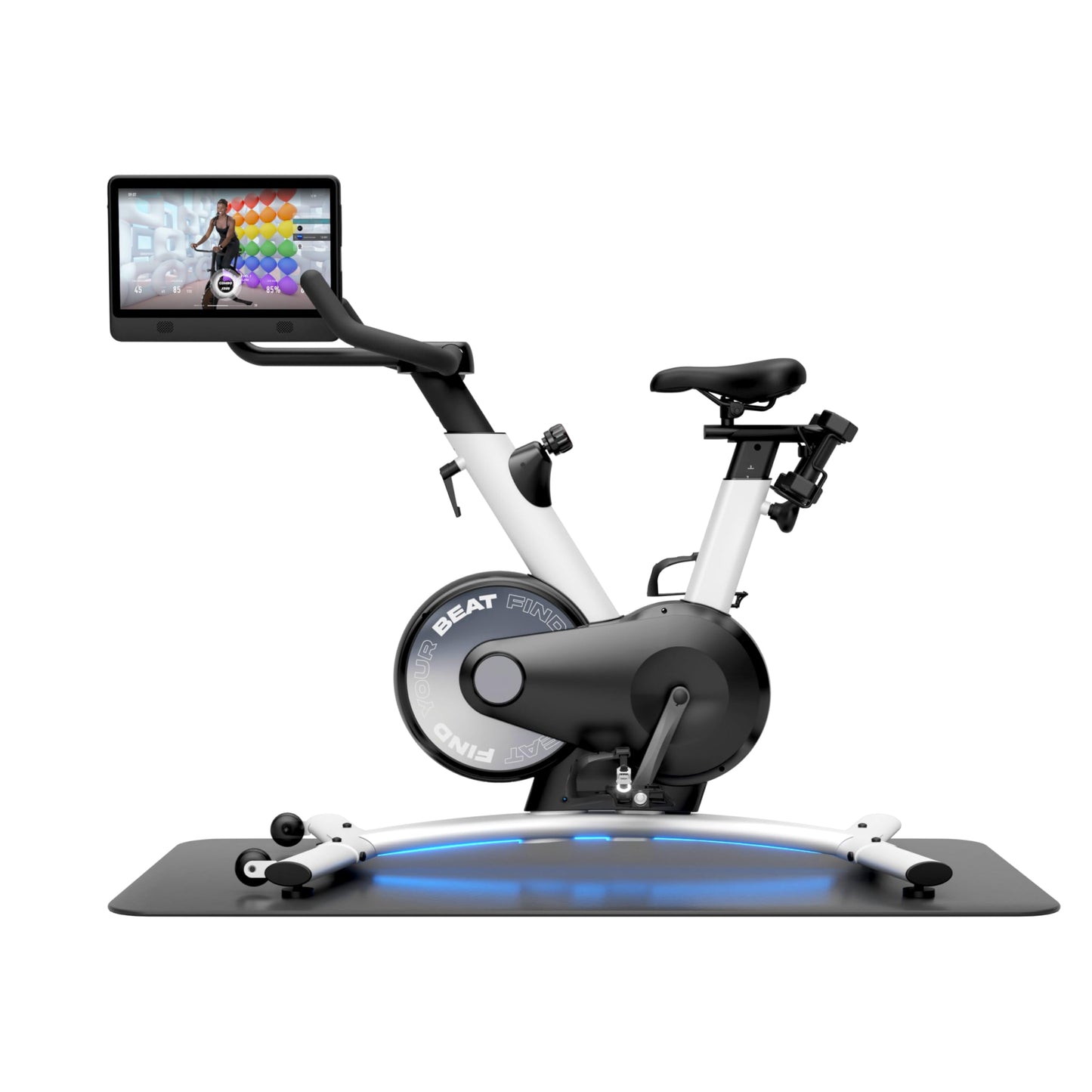 Freebeat Boom Exercise Bike, Smart Spin Bike for Home, 15.6'' HD Touchscreen, Auto Resistance, Compact Stationary Bike with Screen, Bluetooth, Scenic Rides, Training Algorithm, Gamified Classes with Expert Instructors