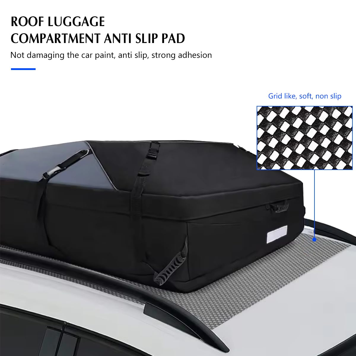 KHGUZ Car Roof Rack Pads, 47" X 40" Vehicle Rooftop Cargo Bag Protective Mat, Non-Slip Automotive Roof Cushioned Protection Layer Accessories, Universal for SUV, Sedan, Truck (Black)