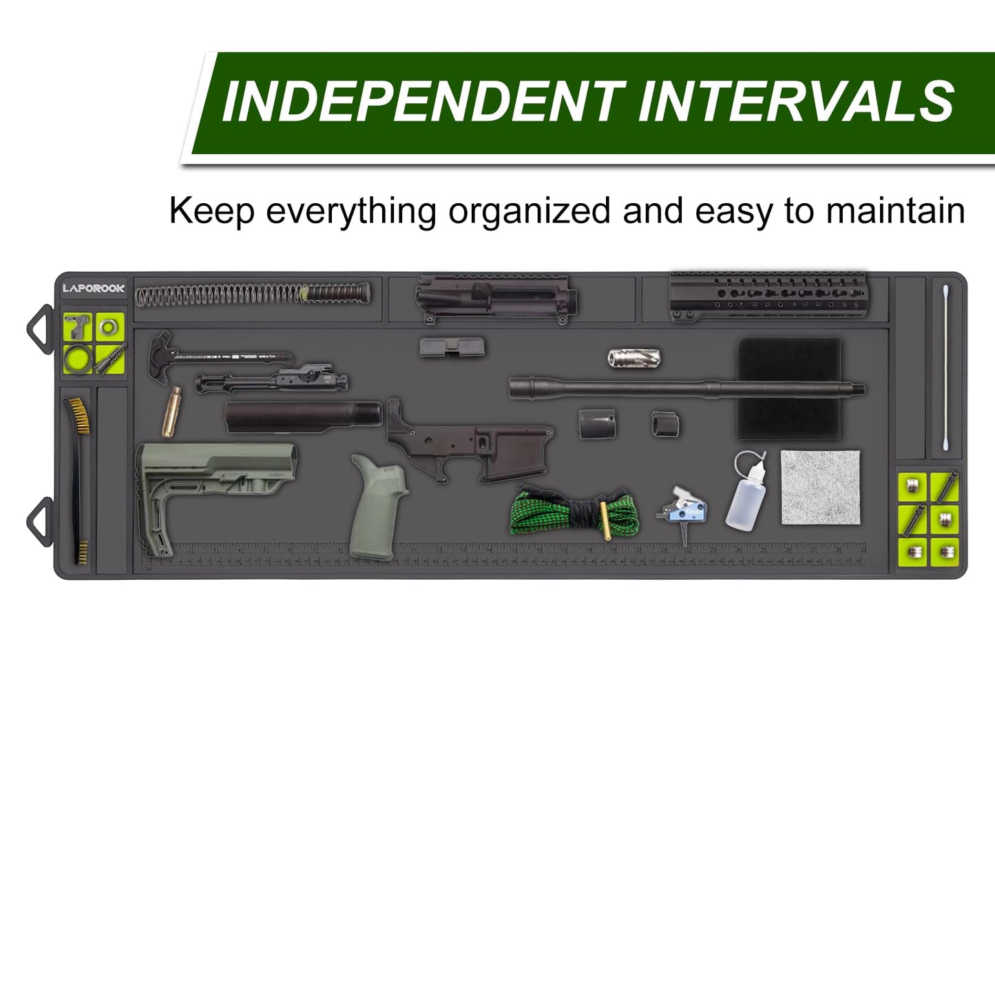 Laporook Gun Cleaning Mat, Rifle Shotgun Cleaning Mat Large, Magnetic Gun Maintenance Mat with Cleaning Supplies and Ruler, Universal Gun Cleaning Kit with Anti-Slip Rubber Cleaning Pad for All Guns