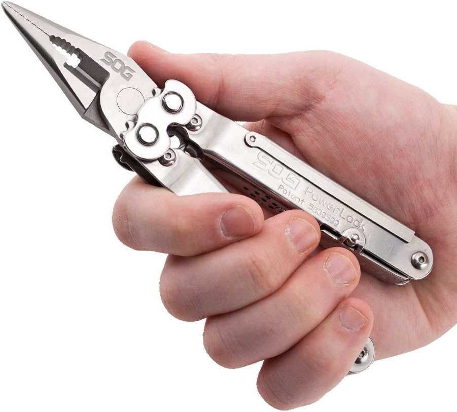 SOG PowerLock Multi-Tool- Compound Leverage Technology with EOD Crimper Device, 420 Stainless Steel Body, 18 Lightweight Specialty Tools (B61N-CP) , Black