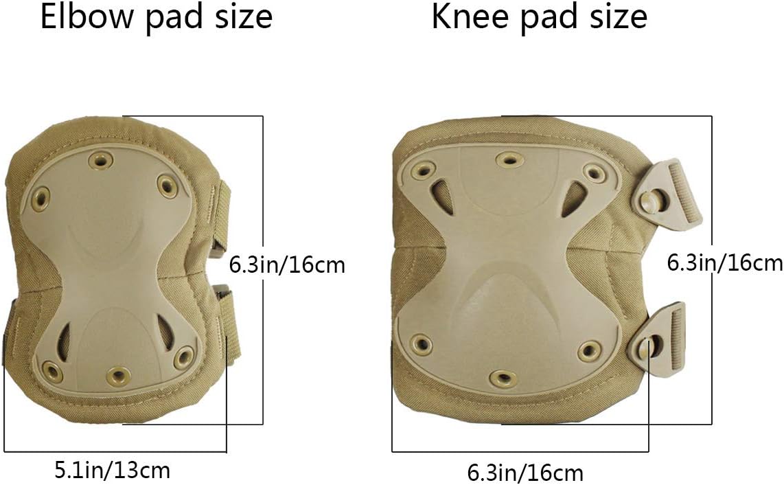 AOUTACC Tactical Combat Knee & Elbow Protective Pads Set for Outdoor CS Paintball Game Cycling Safety Skateboarding Gear Skates Knee Protection Guard Pads