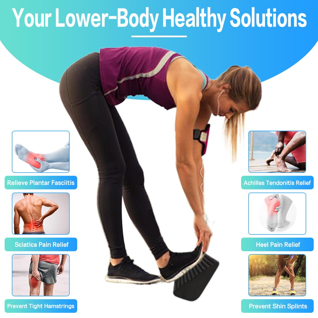 WINBOX Squat Wedge and Slant Board for Calf Stretching, Foot Stretcher for Physical Therapy, Calf Stretcher for Improving Mobility Balance and Strength Performance