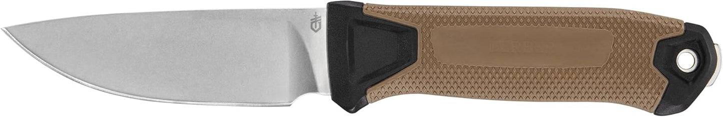Gerber Gear StrongArm Knife - Fixed Blade - Tactical Knife for Survival Gear - Full Tang, 420HC Steel Blade - Camping Survival Knife - Made in USA - Plain edge, Coyote Brown