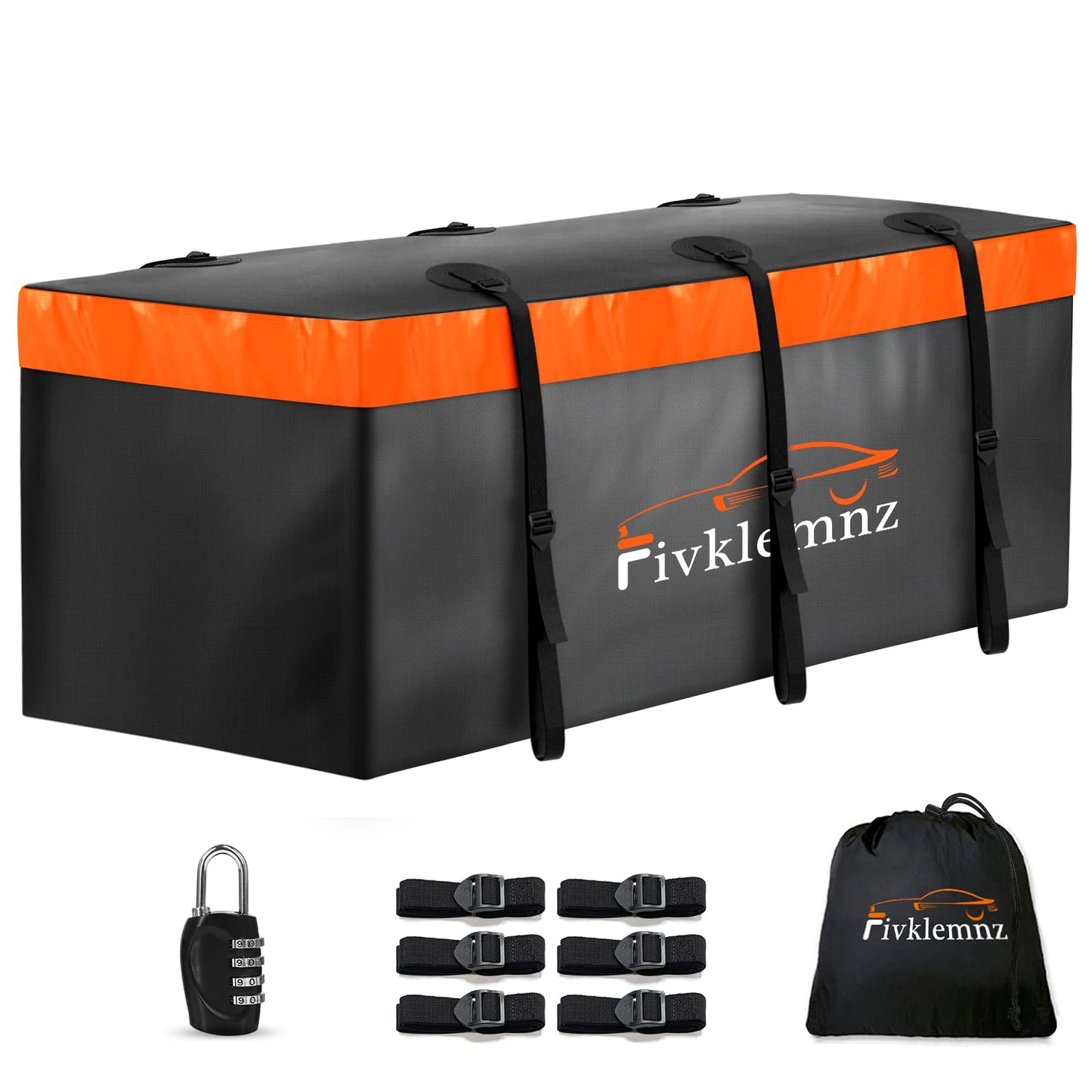 Hitch Mount Cargo Carrier Bag, 20 Cubic Feet 100% Waterproof Car Tray Luggage Bag (59" 24" 24") with 6 Reinforced Straps + 1 Combination Lock, Fits for All Vehicles with Steel Trailer Basket (Large)
