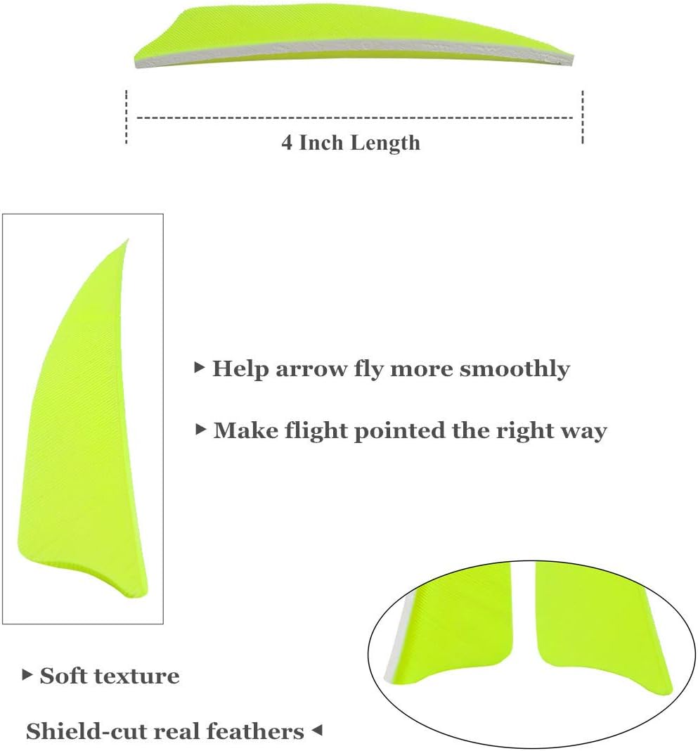 Letszhu Archery Arrows Feather Fletching 4 Inch Real Turkey Vanes for Hunting Target Shooting (25 Pack)