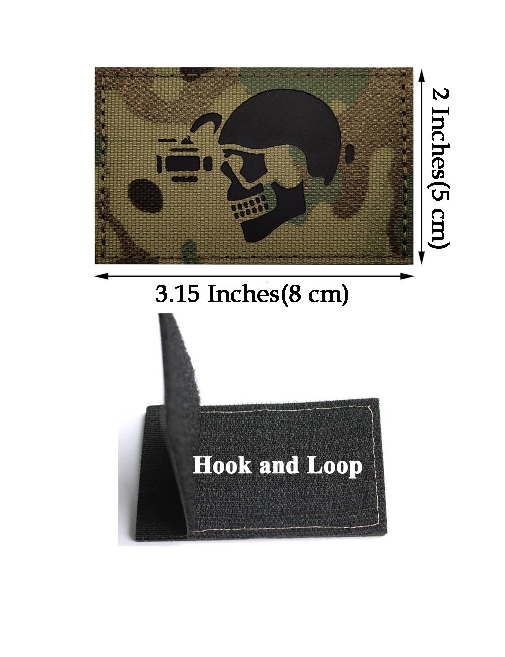 2 PCS AliPlus Night Vision Skull Patches IR Infrared Reflective Patch Laser Cut Patch Tactical Military Morale Patch Hook and Loop