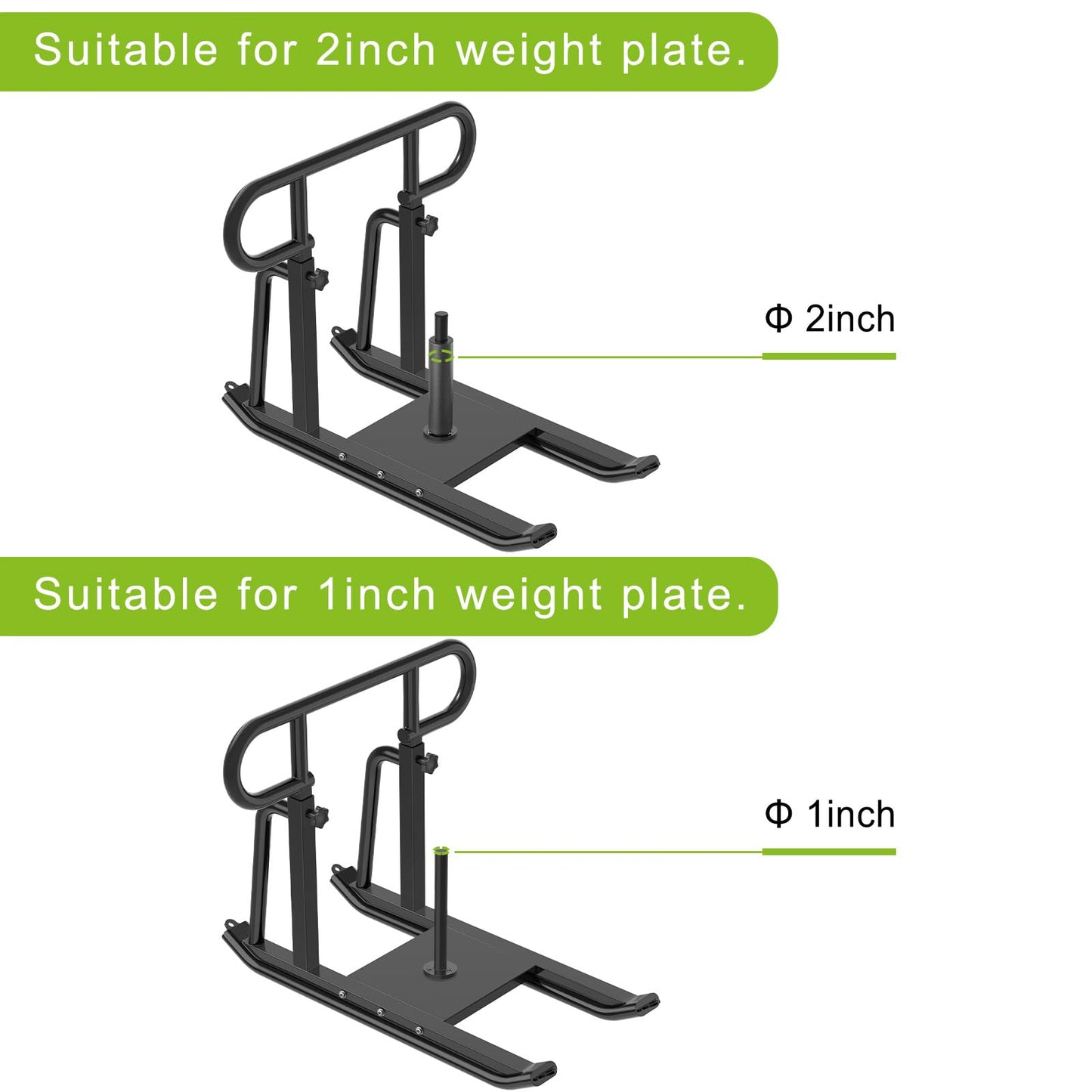 Kipika Weight Sled Fitness Sled with Push-Pull Handles - Height Adjustable - Heavy-Duty Weight Training Equipment for Muscle Building and Explosive Power - Suitable for 1"&2" Weight Plate- Black