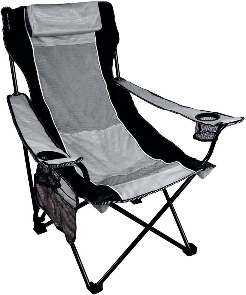 Kijaro Sling Folding Camping Chair - Enjoy The Outdoors in This Outdoor Chair with a Built-in Cup Holders and Side Organizer OR Side Cooler - Includes a Detachable Pillow