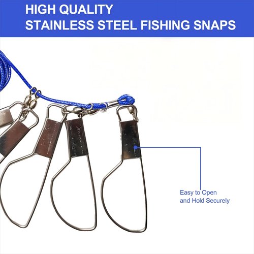 QUANFULTEC Fish Stringer,Fishing Stringer Set, 6.5ft Fish Holder Rope with 8 Rotating Snap Locks and Ground Anchor, Heavy Duty Fish Lock for Trout, Perch, Bass, Saltwater or Freshwater Use