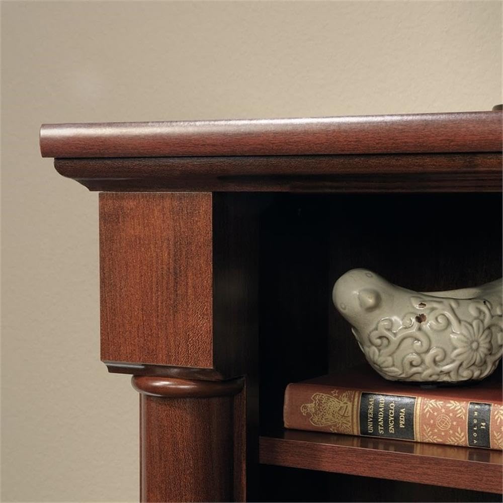Pemberly Row Contemporary Wood Computer Desk with Hutch in Cherry