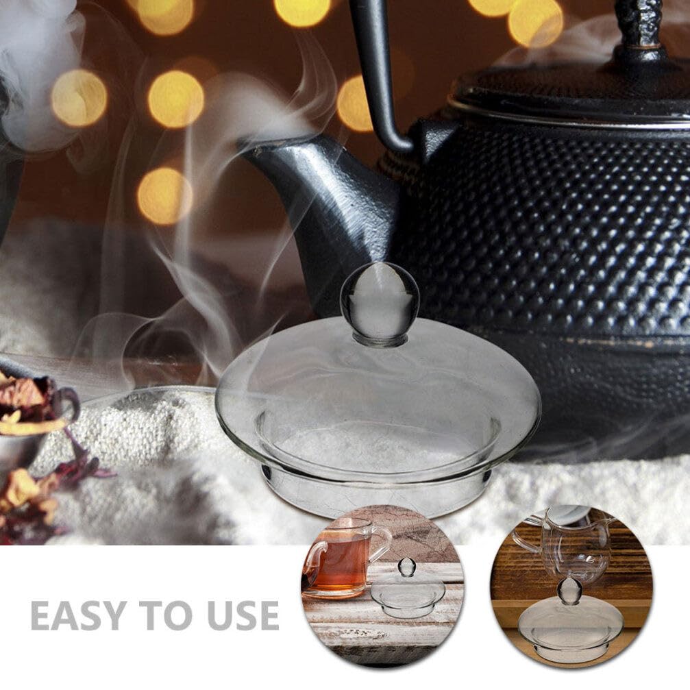 Kichvoe Replacement Glass Teapot Lid Cover for Teapots Easy to Use Teapot Accessory for Family Party and Camping
