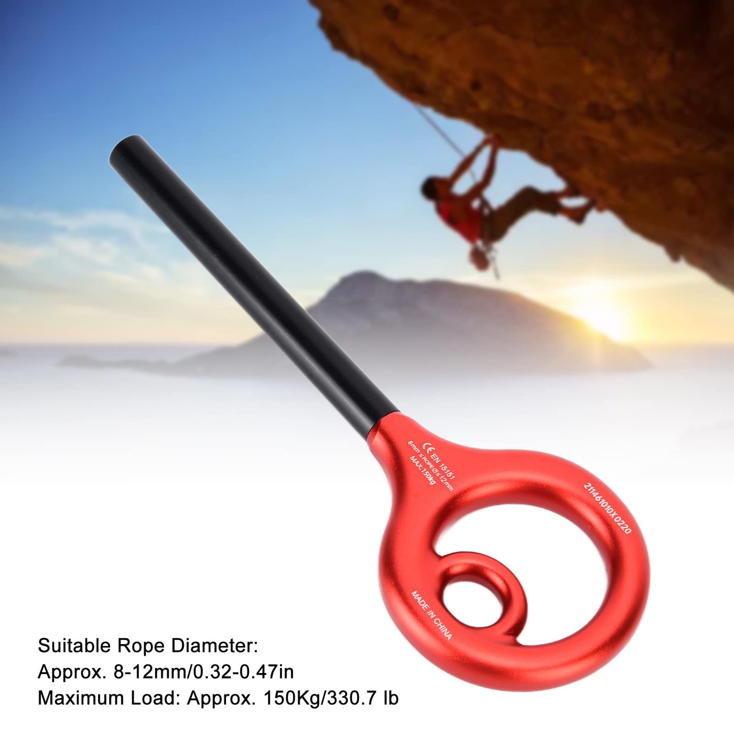 KLLJRFW 9 Rescue Figure 9 Shape Rigging Descender Anti Falling Outdoor Rock Climbing Speed Descent Equipment for Rock Climbing (Red)