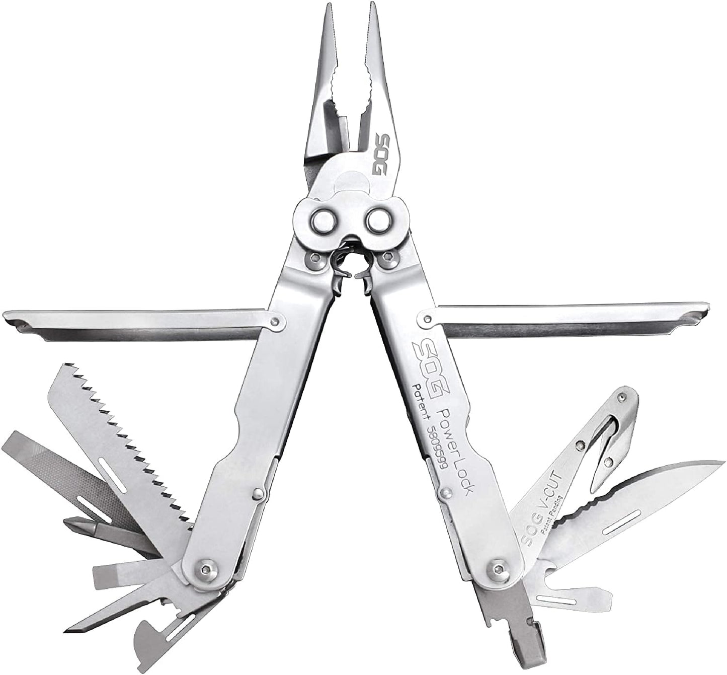 SOG Powerlock V-Cutter- Multi-Tool Pocket Utility Tool Set with 18 Specialty Tools for Heavy-Duty Field Use and Nylon Carrying Pouch (B63N-CP)