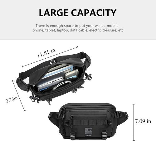 OZUKO Waist Pack Bag Fanny Pack for Men&Women Hip Bum Bag with Adjustable Strap for Outdoors Workout Traveling Casual Running Hiking Cycling(Black)