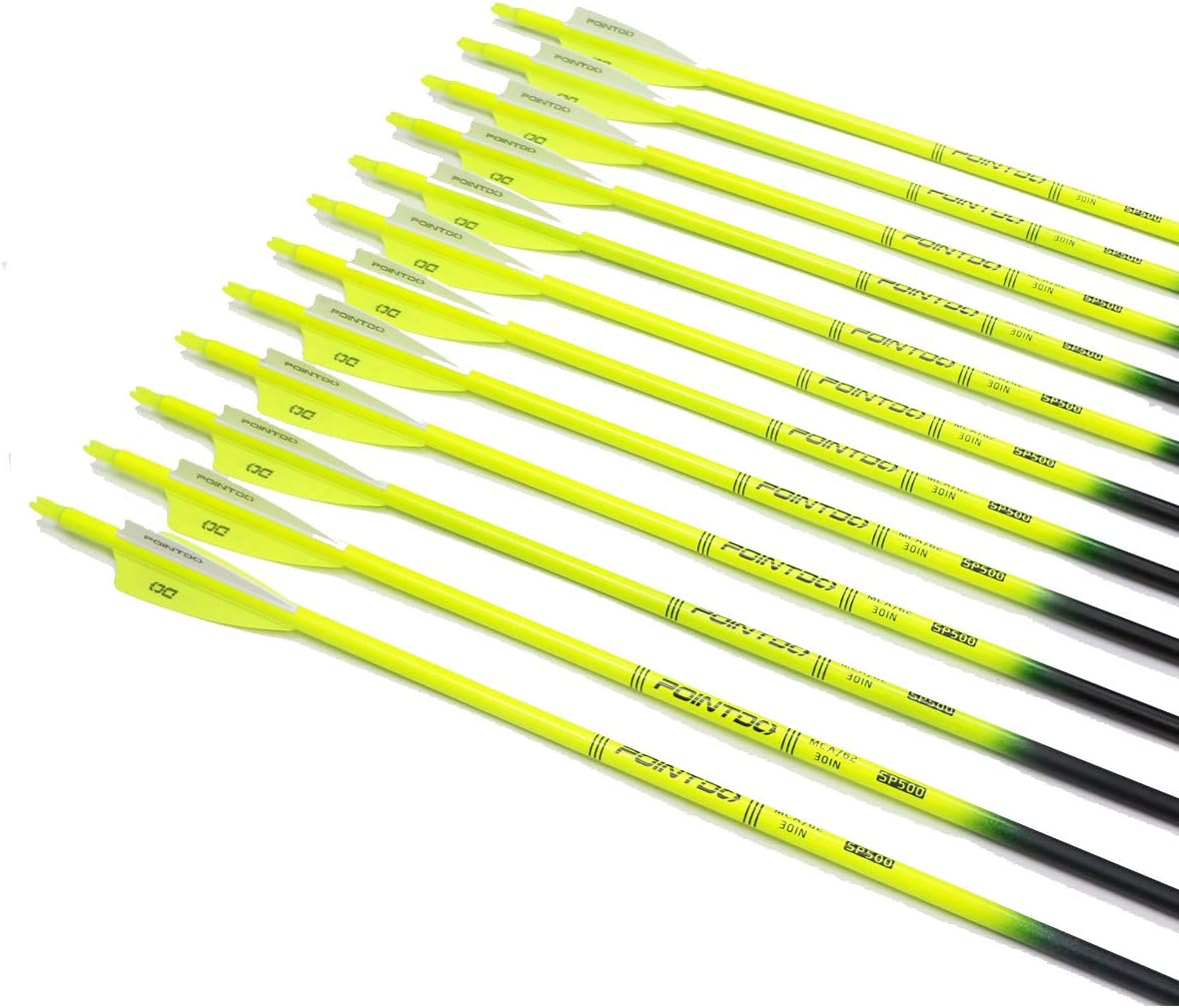 30inch Carbon Arrow Fluorescence Color Targeting and Practice and Hunting Arrows for Compound Bow and Recurve Bow with Removable Tips(Pack of 12)