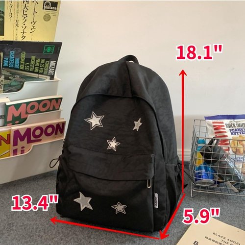 SIFRTOA Grunge Backpack with Adorable Accessory Aesthetic Backpack Cute Backpacks Waterproof (Black)