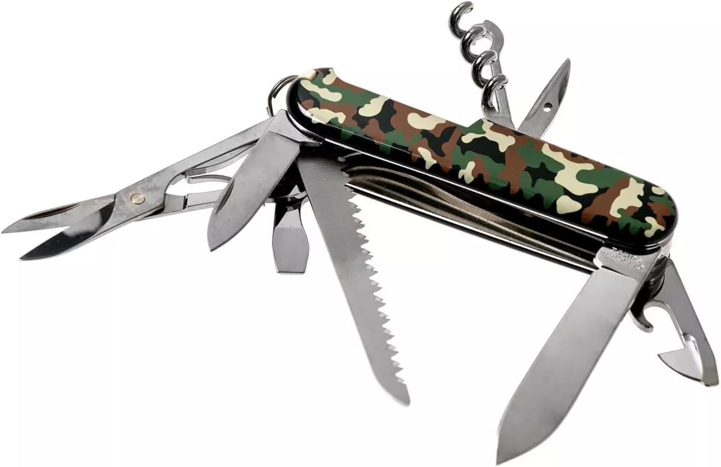 Victorinox Huntsman Swiss Army Knife, 15 Functions, Swiss Made Pocket Knife with Large Blade, Screwdriver, Scissors and Wood Saw - Red