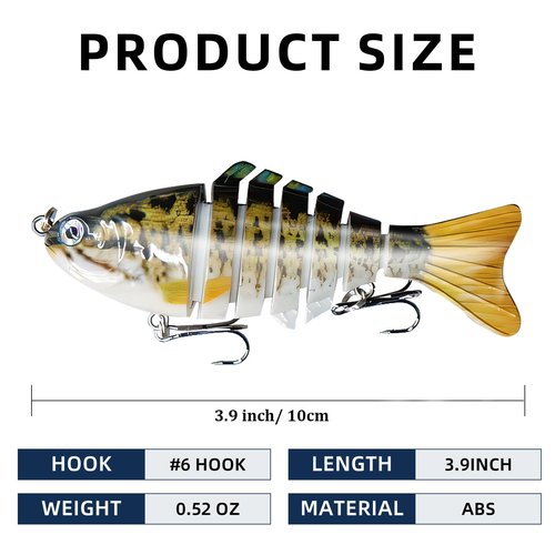 6PCS Fishing Lures for Freshwater and Saltwater with case,Slow Sinking Multi Jointed Swimbaits, Lifelike Lures for Bass Trout Crappie Walleye Pike