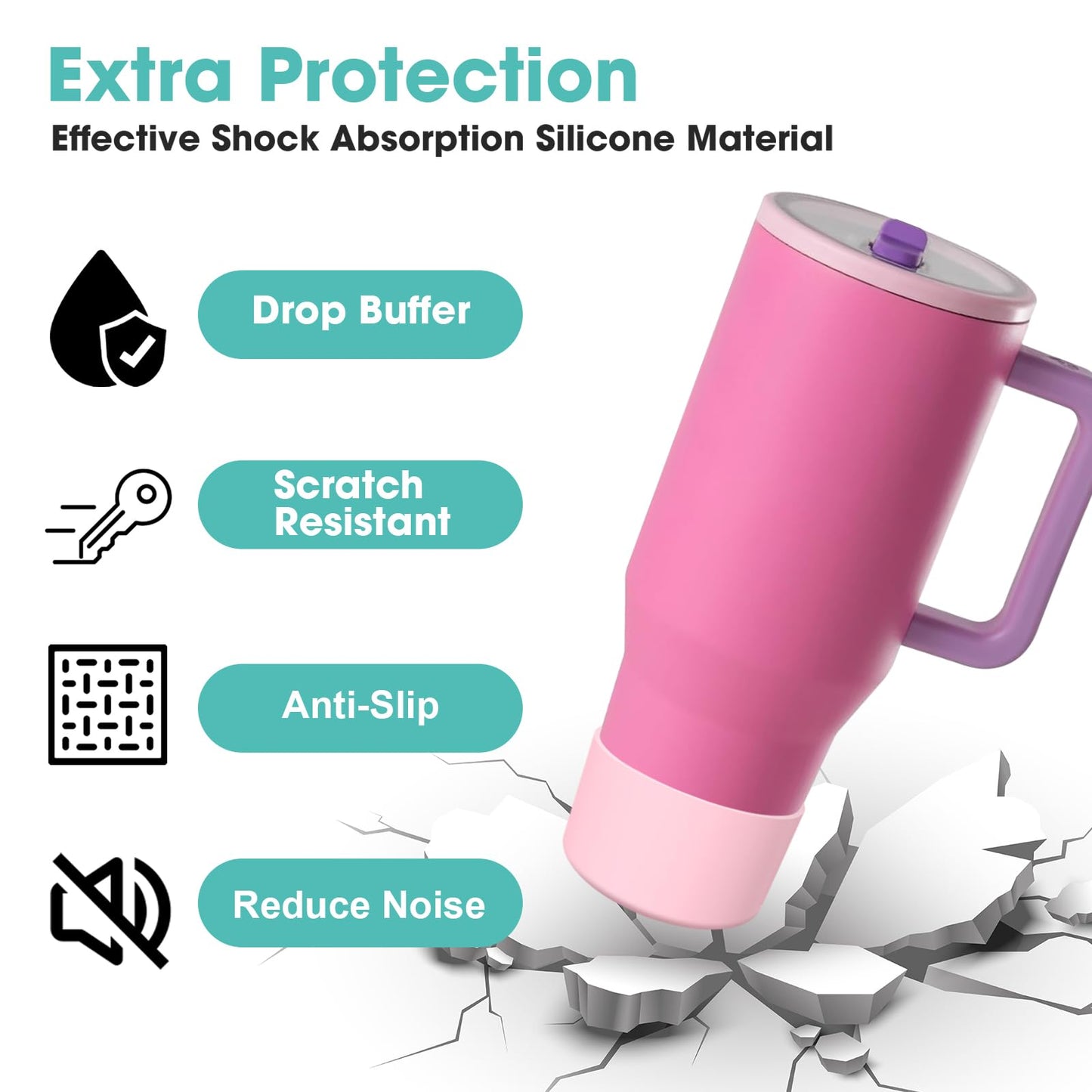 2PCS Protective Silicone Boot Bumper for Hydrojug Traveler 40 OZ Tumbler, Water Bottle Bottom Sleeve Cover Accessories for Hydrojug Mug Cup(Pink)