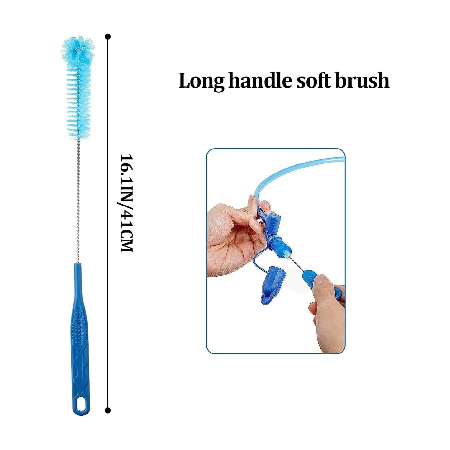 Hydration Bladder Cleaning Kit, Water Bladders Cleaner Set with Flexible Long Brush for Hose, Small Bite Valve Brush, Big Brush, Drying Collapsible Bladder Frame, Carrying Pouch (4 Pieces Set)