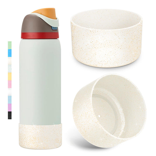 2PCS Glitter Silicone Boot for Owala Water Bottle 24 oz 32 oz 40 oz, Anti-Slip Protective Sleeve for Owala Twist,FreeSip and Flip Stainless Steel Water Bottle, BPA-Free, Dishwasher Safe, Accessories
