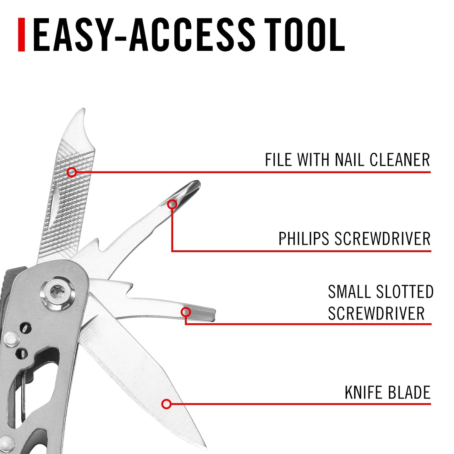 COAST CT211 11-in-1 Stainless Steel Multi-Tool, Multi-Plier, Wire Cutter, Serrated knife, Mini Knife, 3 Screwdrivers, File, Nail Cleaner, Leather Punch and Bottle Opener - EDC
