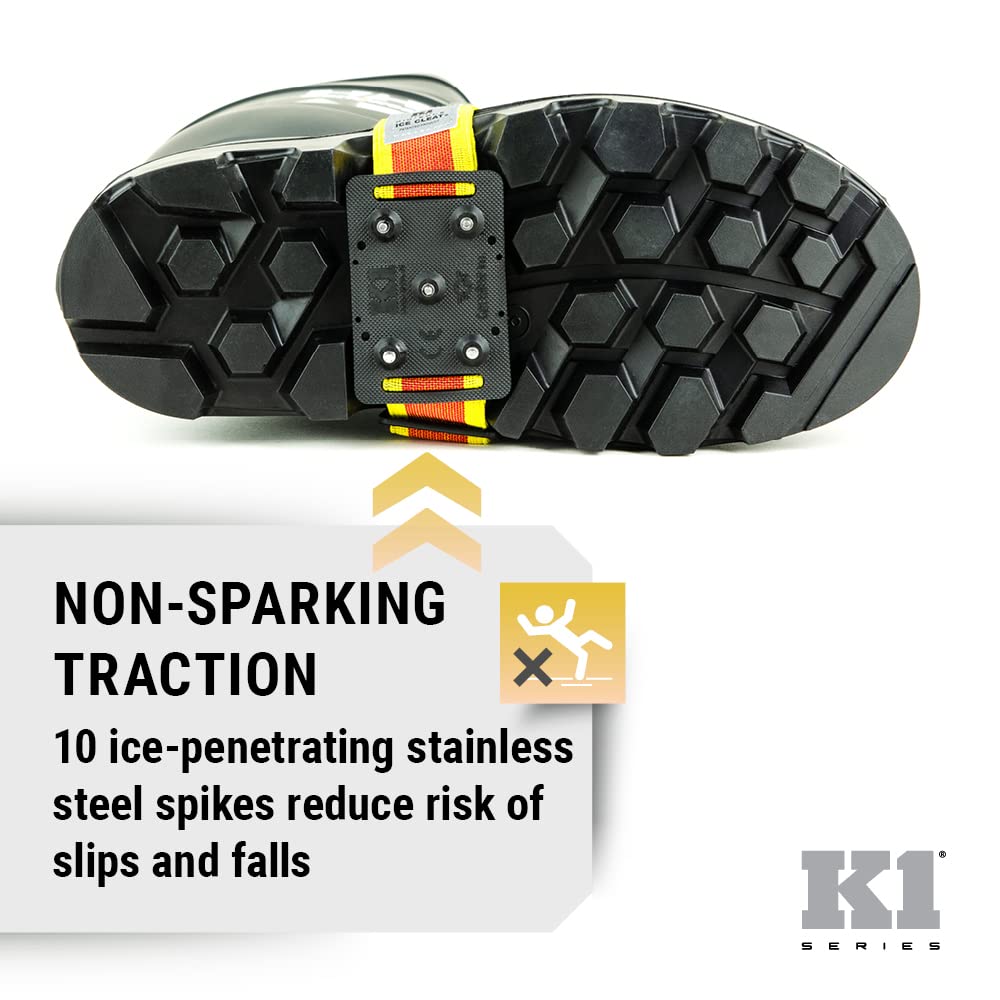 K1 Mid-Sole Ice Cleats for Men & Women - Rotatable Traction Aids For Winter Snow - Hi Vis - Low Profile