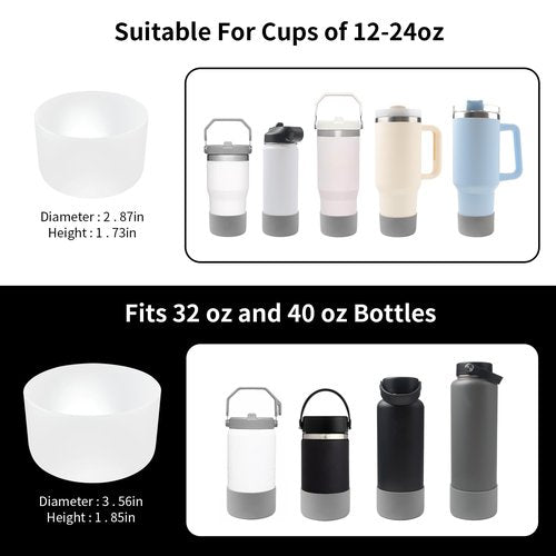 TFQXA1Z 4 Pack Silicone flask Boot, Protective Silicone Boot for 12oz - 40 oz, BPA Free Anti-Slip Water Bottle Sleeve for Stl Cup Accessories (Gray)