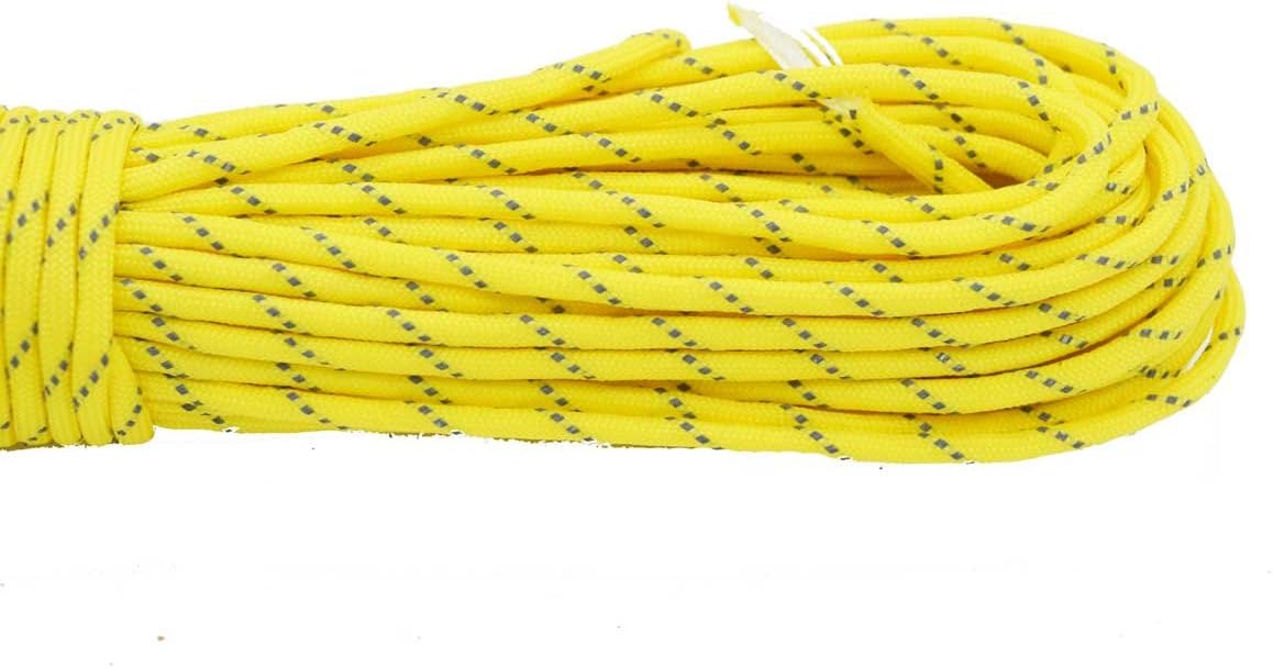100FT Reflective Paracord 7 Core 550 Parachute Cord (Yellow)