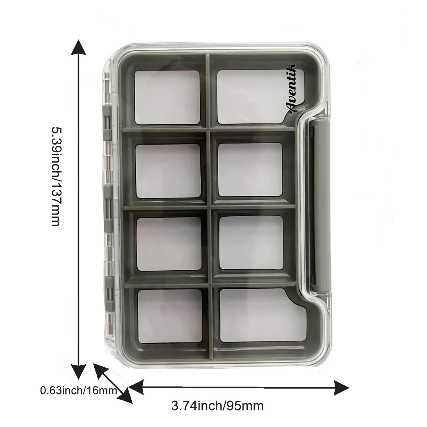 2PACK-Aventik Waterproof Slim Pocket Fly Box Fishing Hook Box Bait Storage Tackle(Small, 8 Magnetic Compartment)