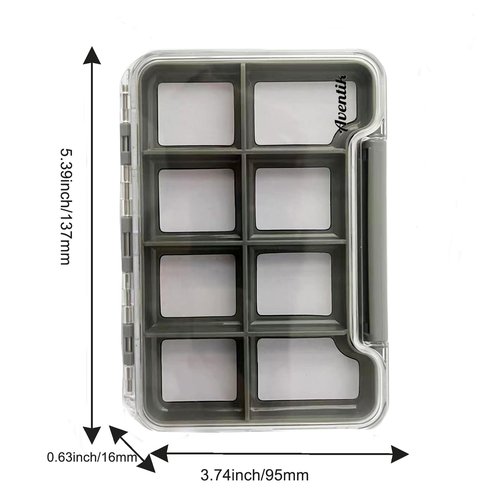 2PACK-Aventik Waterproof Slim Pocket Fly Box Fishing Hook Box Bait Storage Tackle(Small, 8 Magnetic Compartment)