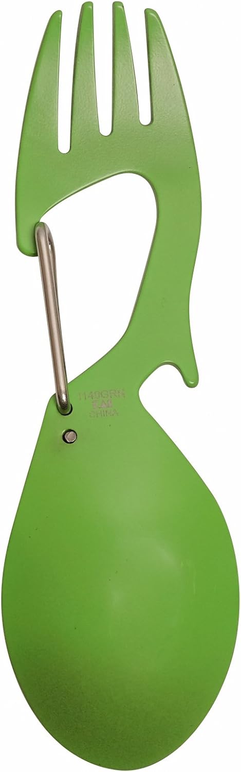 Kershaw Ration Multi Tool Spork, Stainless Steel Spoon, Fork, Carabiner and Bottle Opener, Regular and XL Sizes
