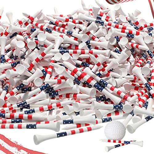 Patriotic Golf Tees Bulk - 600 Pieces, 3-1/4 Inches, Chic Design, Red White Blue