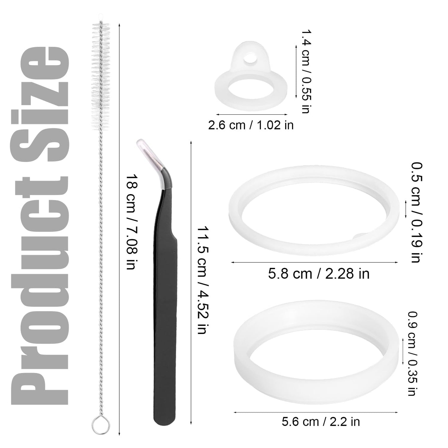 11pcs Silicone Water Bottle Gaskets, Bottle Sealing Rings with Tweezers and Straw Brush, Replacement Parts Accessories for Thermoflask 24/32/40/64oz