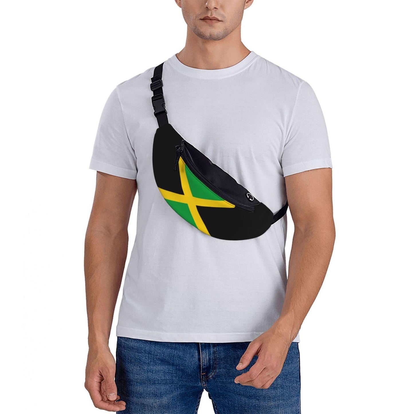 Flag of Jamaica Fanny Pack Crossbody Waist Bag Pack for Men Women. Belt Bag for Travel Walking Running Hiking Fishing.