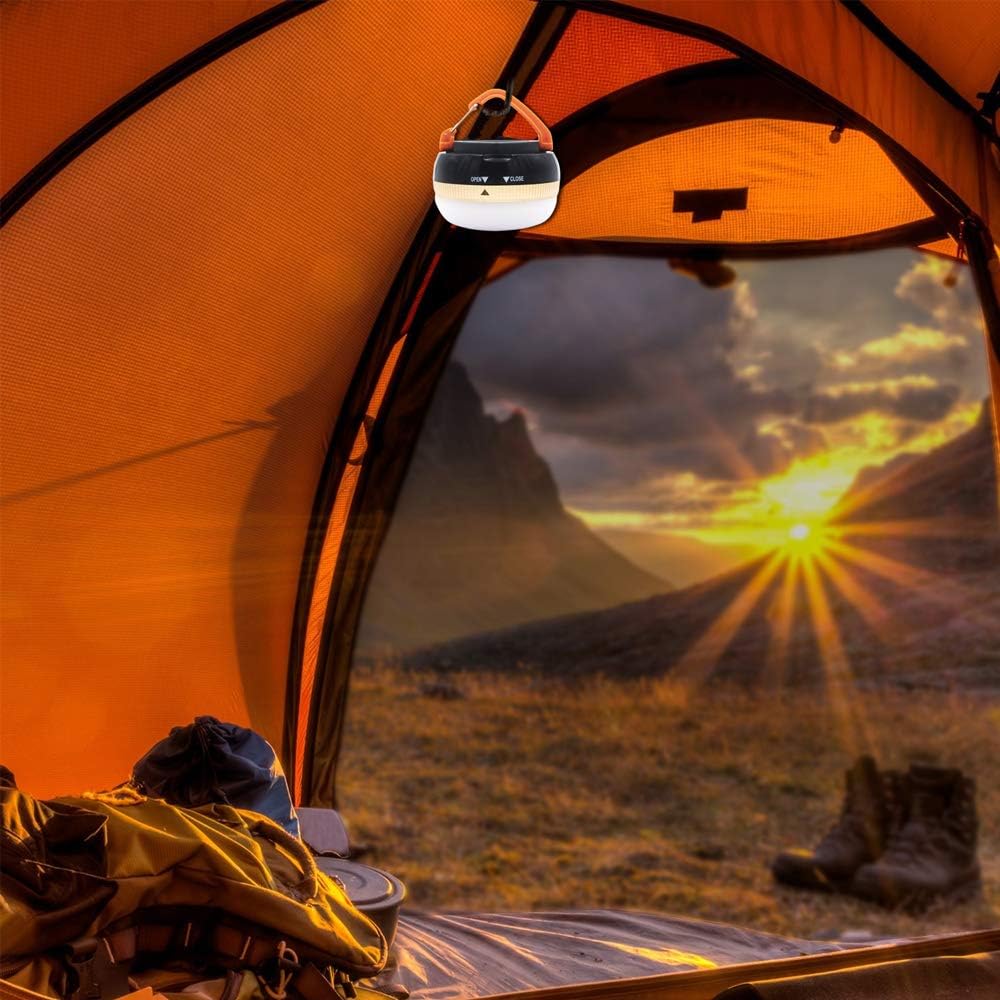 2 Pack LED Lantern Portable Camping Lights Outdoor Tent Light Hanging Camping Lamp with 5 Modes, Restractable Hook for Adults and Kids