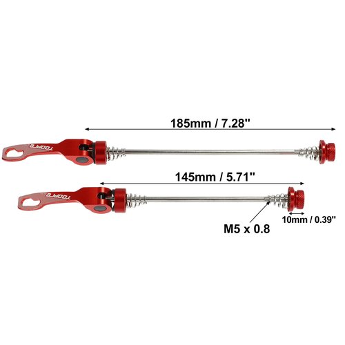 X AUTOHAUX 1 Pair Front Rear Bicycle Quick Release Axles Skewers Lever Aluminum Alloy 145mm 185mm Red for MTB Bike