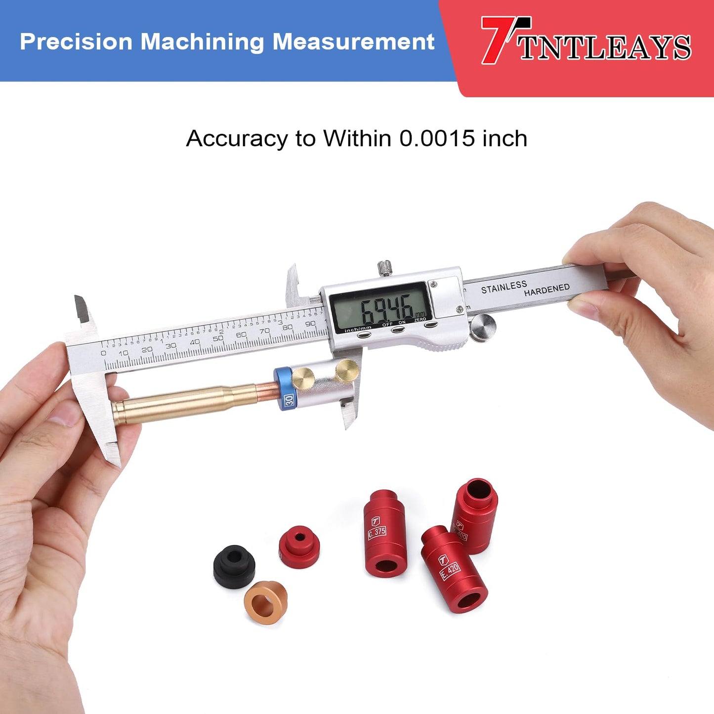 Headspace Gauge, 19 Piece Headspace Comparator Kit for .17 to .45 Caliber, Reloading Supplies and Equipment Measuring Caliber Tool, with Storage Tin Case, Gifts for Men