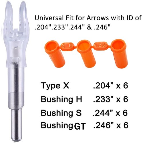 KEAUP 6 Pack X Lighted Nocks for Arrows Universal X/5.2mm LED Lighted Knocks with .204 .233 .244 .246 Inside Diameter, Screwdriver Included