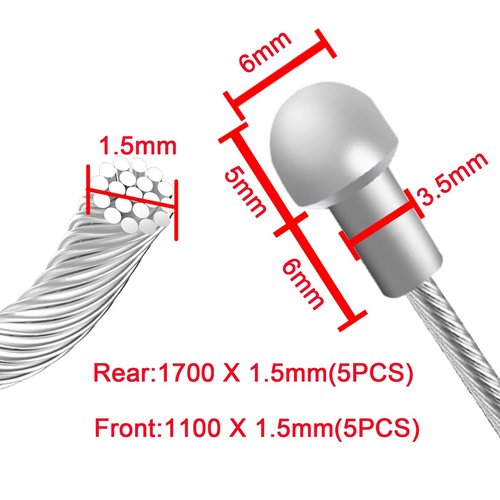 Ciomszan 10PCS Bicycle Brake Cable, Bike Derailleur Shifter Cables,Front and Rear Brake Lines Shift Cable Kit for Shimano Sram Road Mountain Bike (Just for Road Bike)
