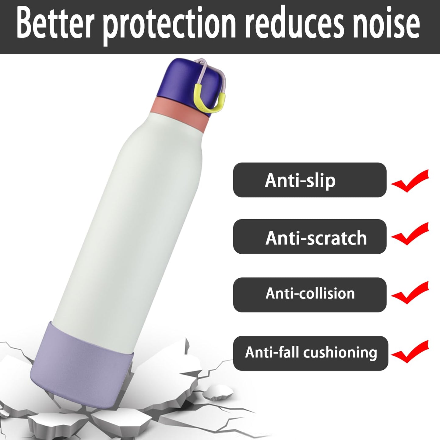 2pcs Silicone Boot for Owala FreeSip Twist Water Bottle 24oz,Applicable Anti-Slip Protective Sleeve for Owala FreeSip Twist,Anti-Slip Bottom Protective for Owala FreeSip Twist (Purple)