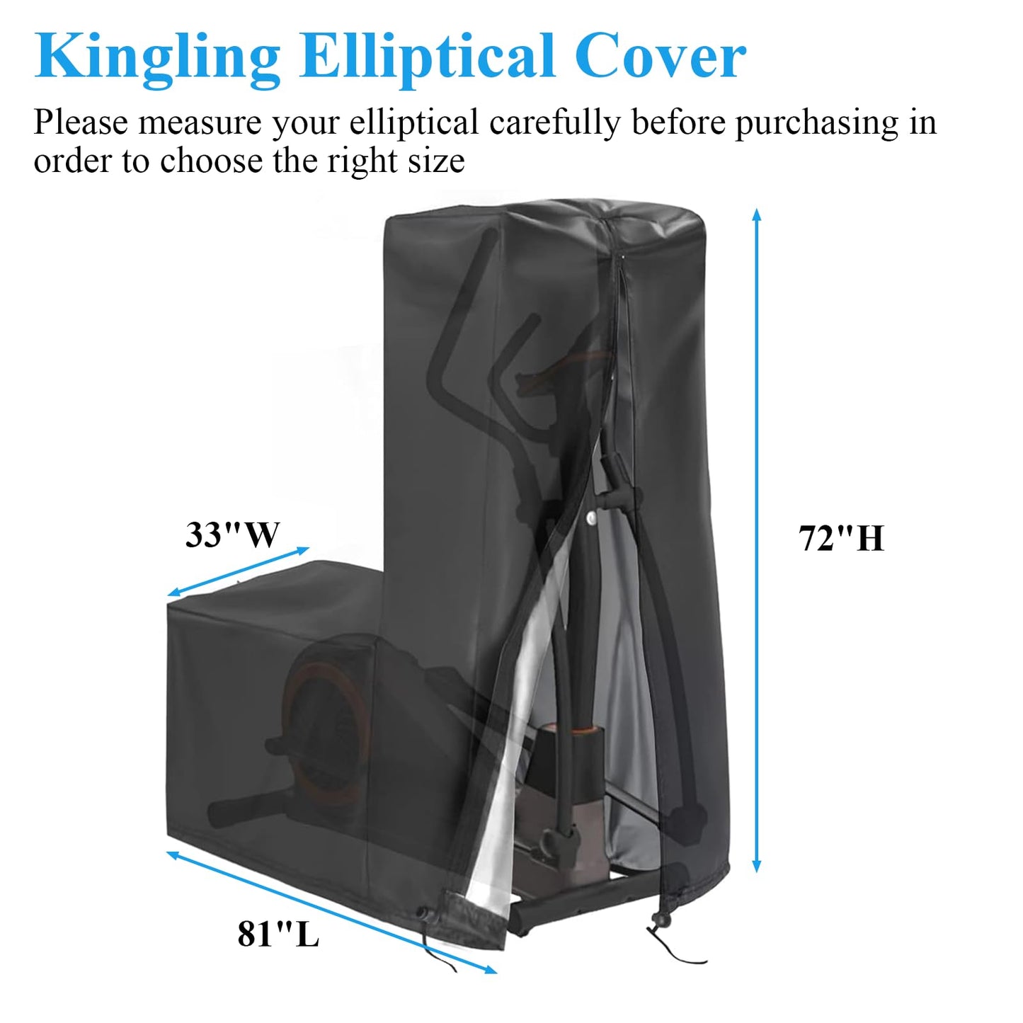 Kingling Elliptical Cover, Elliptical Exercise Machine Cover for Home Use Elliptical Trainer Waterproof & Dustproof Protective Covers - 81''L x 33''W x 72'' H