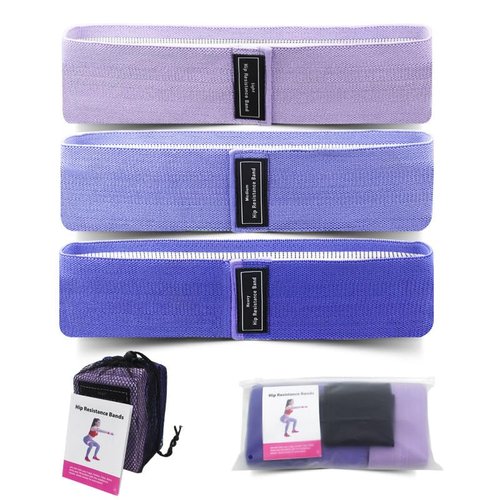 Fabric Resistance Bands for Legs, Thigh, Butt and Hip, Workout Bands, Hip Band, Booty Band, Exercise Band, Fabric Elastic Band for Physical Therapy, Yoga, Pilates and Fitness with Carry Bag, Pack of 3