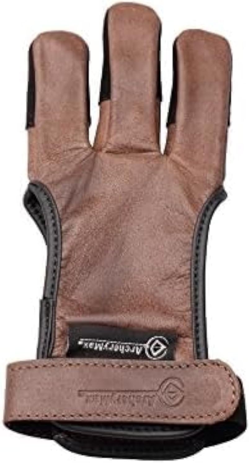 Handmade Brown Leather Three Finger Archery Gloves