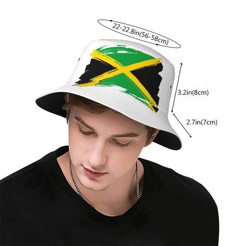 Jamaica Flag Bucket Hat for Mens Womens Summer Sun Hat Abstract Fisherman Cap Beach Packable Hat Outdoor Travel Sun Caps,Green