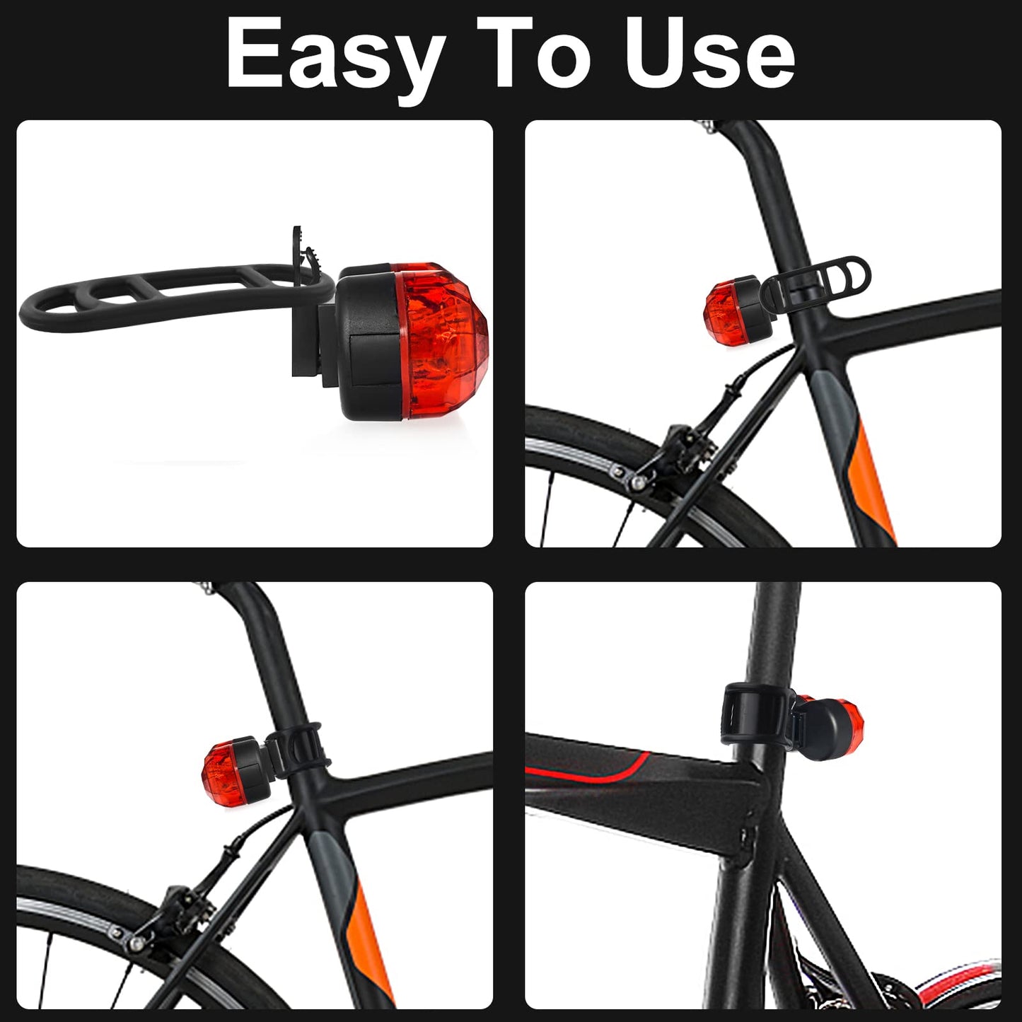 AIEX 8pcs Bike Silicone Mount Band, Bike Light Mount Band Bike Phone Mount Bands Strap (Black)