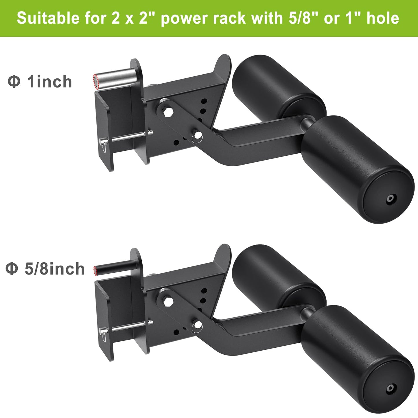 Kipika Nordic Hamstring Curl Squat Rack Attachment for 2" x 2" Power Rack with 5/8" or 1" Hole - Adjustable Leg Hold Down Attachment with Premium Leather Surface - for Ultimate Home Gym Experience