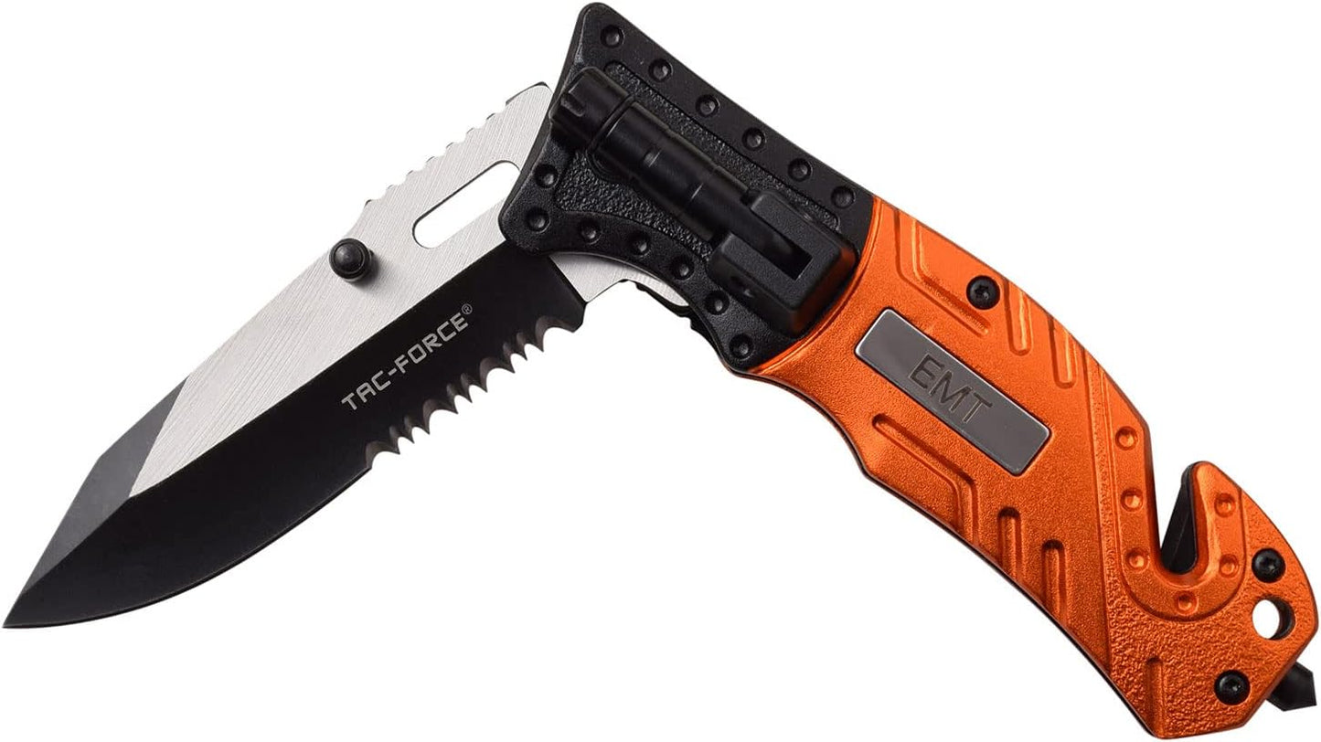 MTECH USA TAC Force TF-835 Series Spring Assist Folding Knife, Two-Tone Half-Serrated Blade, 4.5-Inch Closed